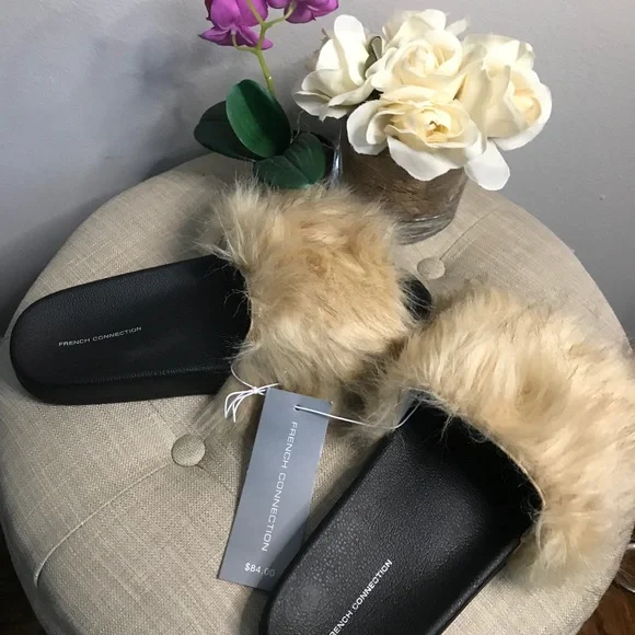 French Connection Faux Fur Slippers - Size 8 & 9 - Picture 2 of 10
